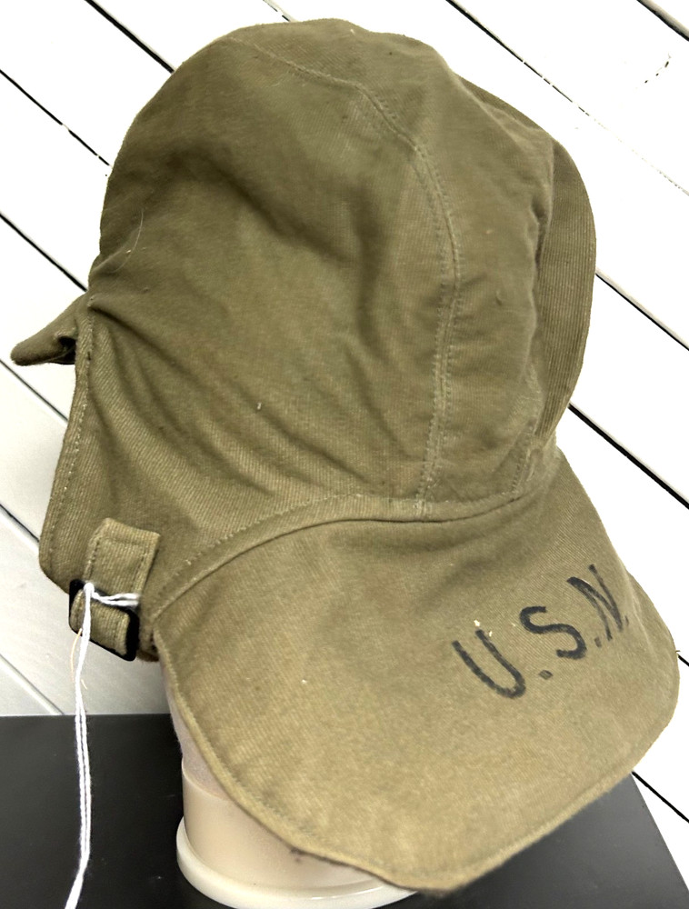 WWII Navy USN Cold Weather Deck Cap Hat