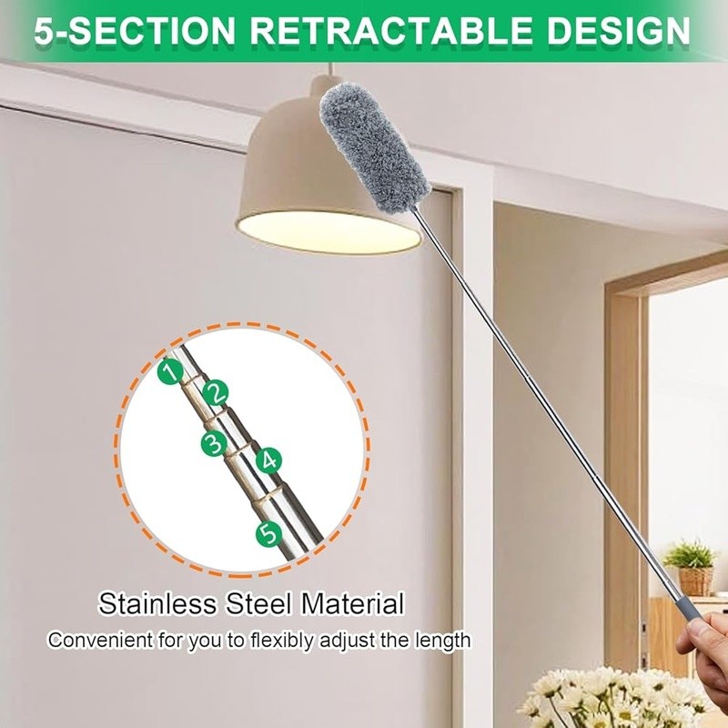 Extendable Microfiber Duster Washable Bendable Handheld Dust Cleaner 4 Pack New