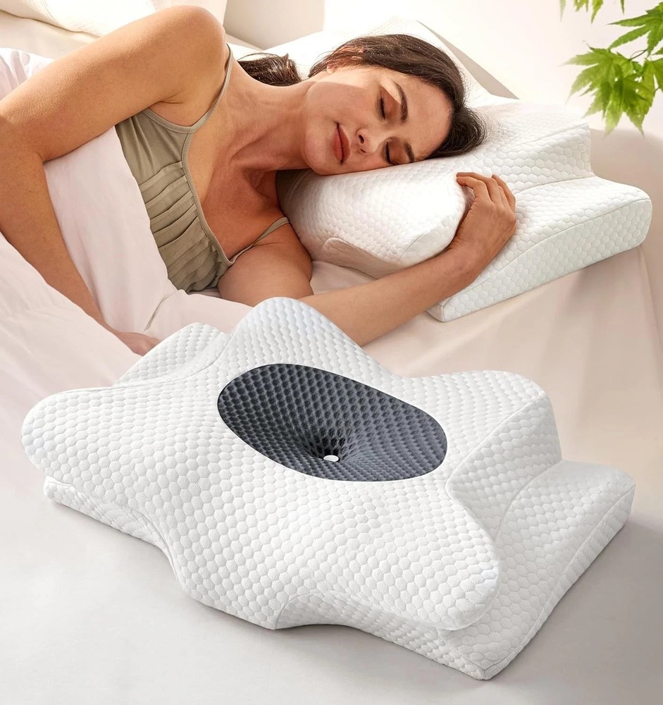 Ergonomic Memory Foam Contour Pillow W/ Adjustable Height Cooling Case Support