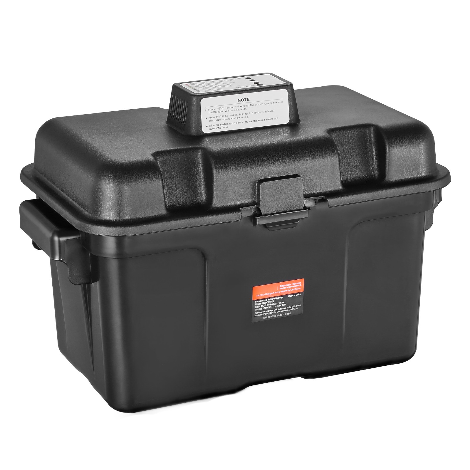 Basement Emergency Back-Up Sump Pump Backup Sump Pump System 2000GPH 0.17 HP