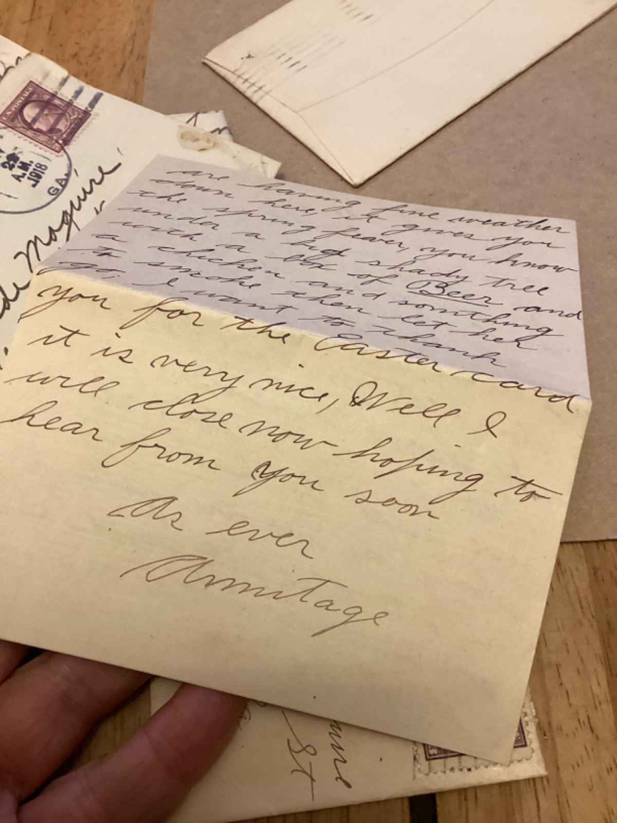 50 WW1 letters to Philadelphia from Camp Hancock,Ga,Lt Armitage Corp Beck.PA Uni