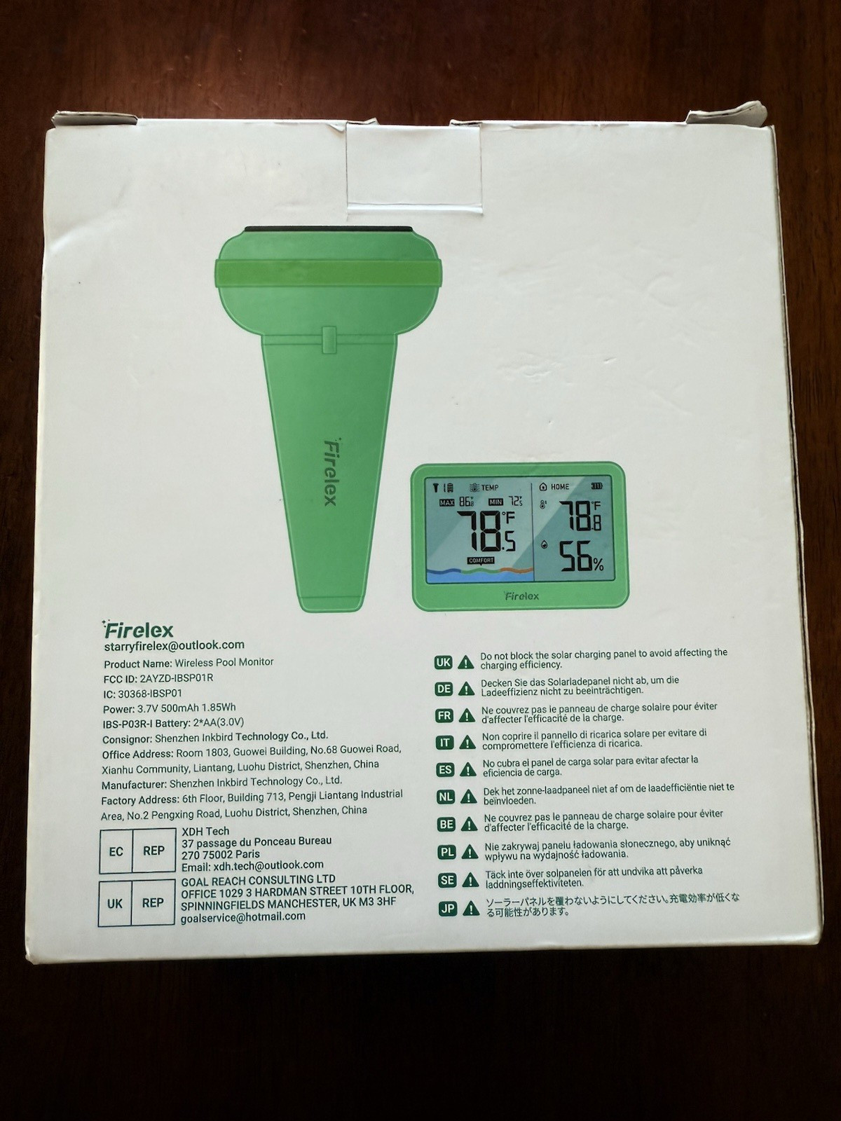 Firelex Wireless Solar Pool Thermometer Indoor & Outdoor Monitoring