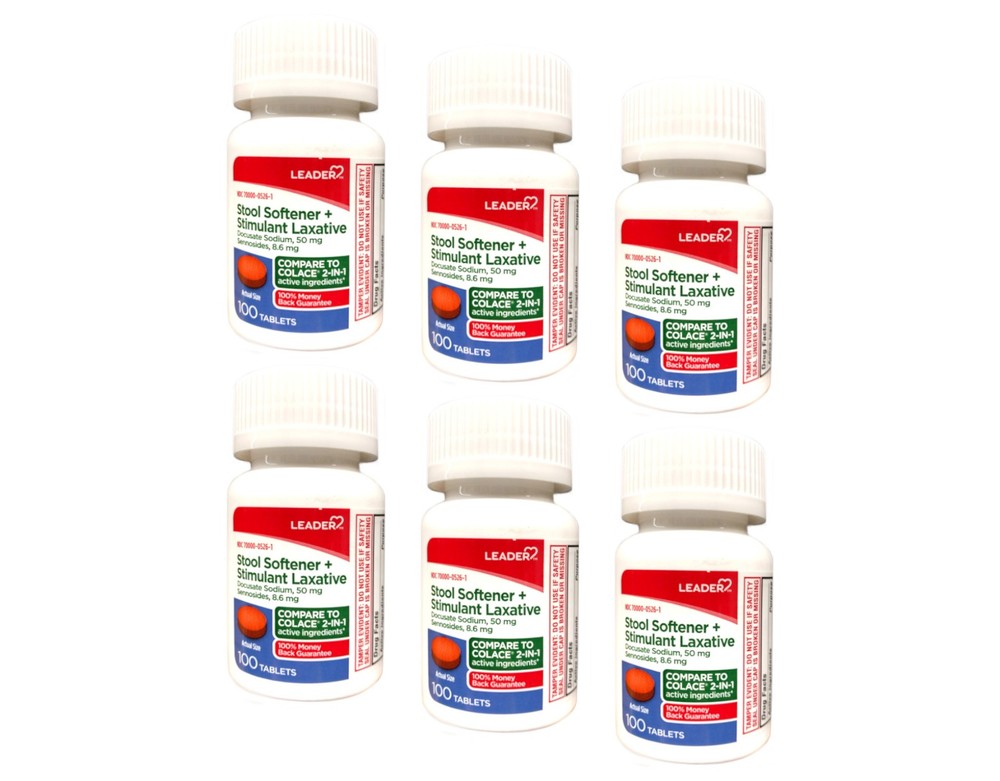 Leader Stool Softener + Stimulant Laxative 2-Pack 100 Ct Relieves Constipation