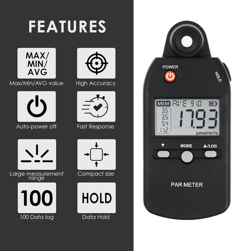 Quantum PAR Meter Full-Spectrum High Precision PPFD Tester for...