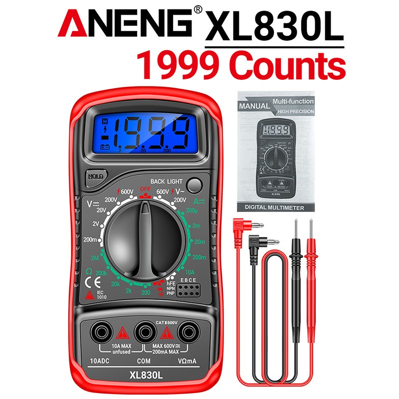 Digital Multimeter AC DC Voltmeter Ammeter Ohmmeter Volt Tester Meter XL830L