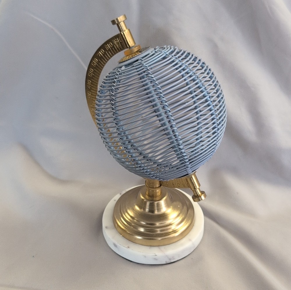 Decorative Tabletop Globe Blue Gold Metal Marble Base