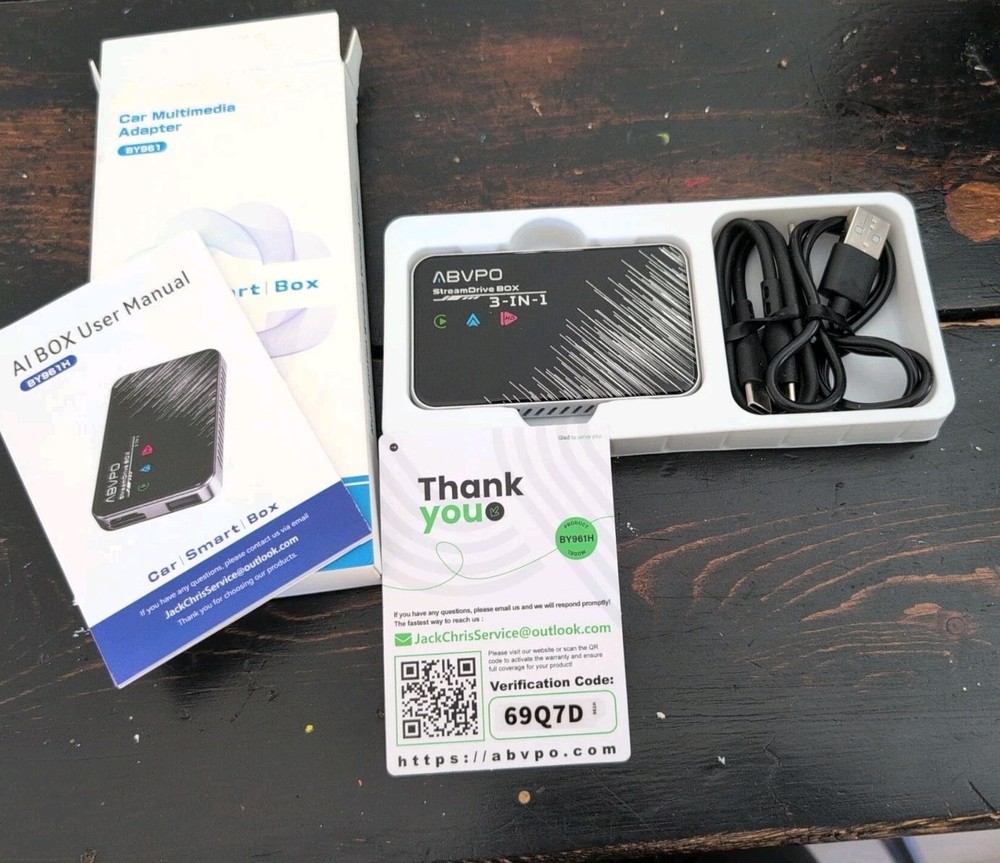 3-in-1 Wireless CarPlay Adapter & Android Auto, Plug & Play, Bluetooth 5.0 ABVPO