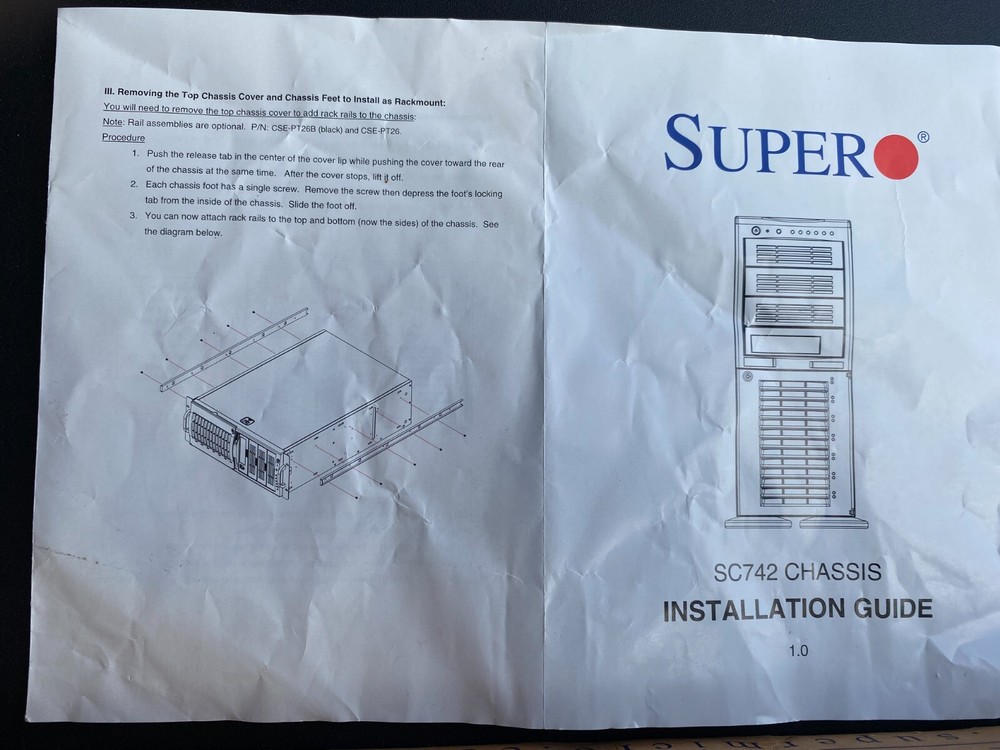 SUPERMICRO CSE-PT26 SC742 RACKMOUNT KIT