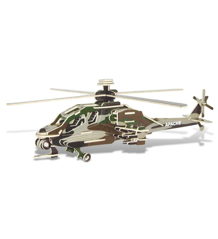 3D Wooden Puzzles, Model Self  Assembly DIY Creative Toy Military - Apache