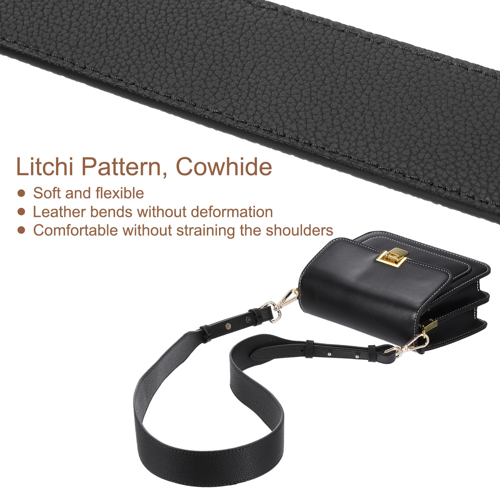 43.3" Adjustable Leather Purse Strap Crossbody Replacement Caramel/Gold