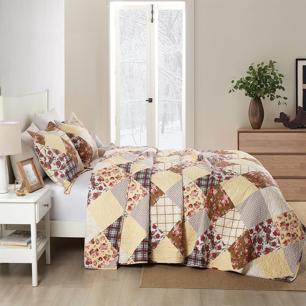 King Cotton Bedspread Quilt Sets Reversible Coverlet Sets