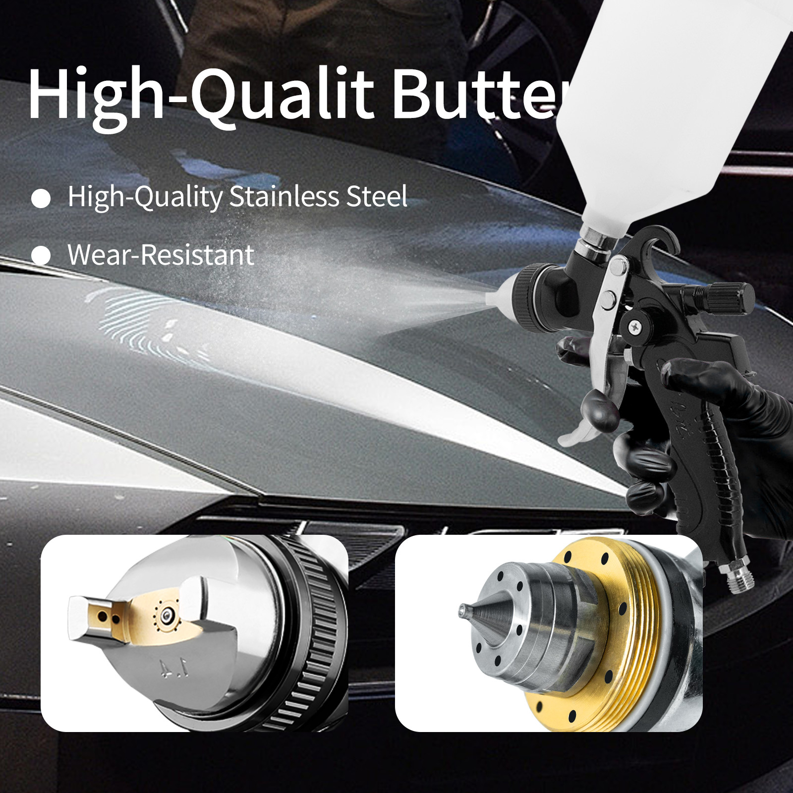 Hvlp Spray Gun W/1.4/1.7/2.0/2.5mm Gravity Feed Air Paint Gun for Car Painting