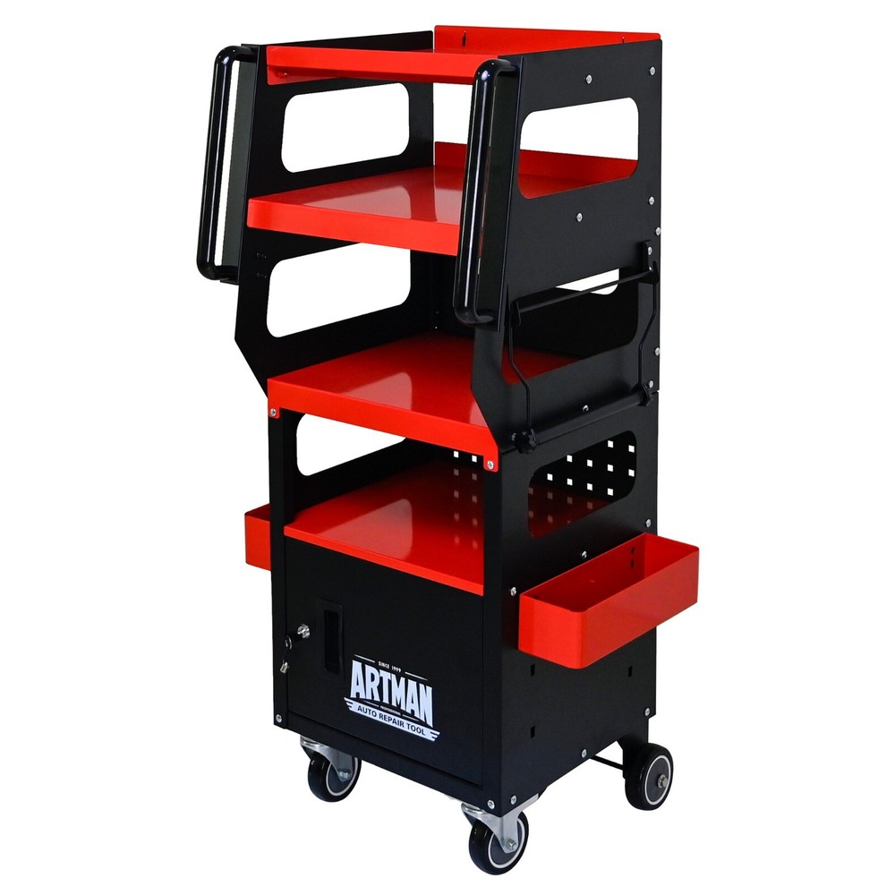 4 Layer MULTI PURPOSE TROLLEY FOR DIAGNOSTICS, Red + Black