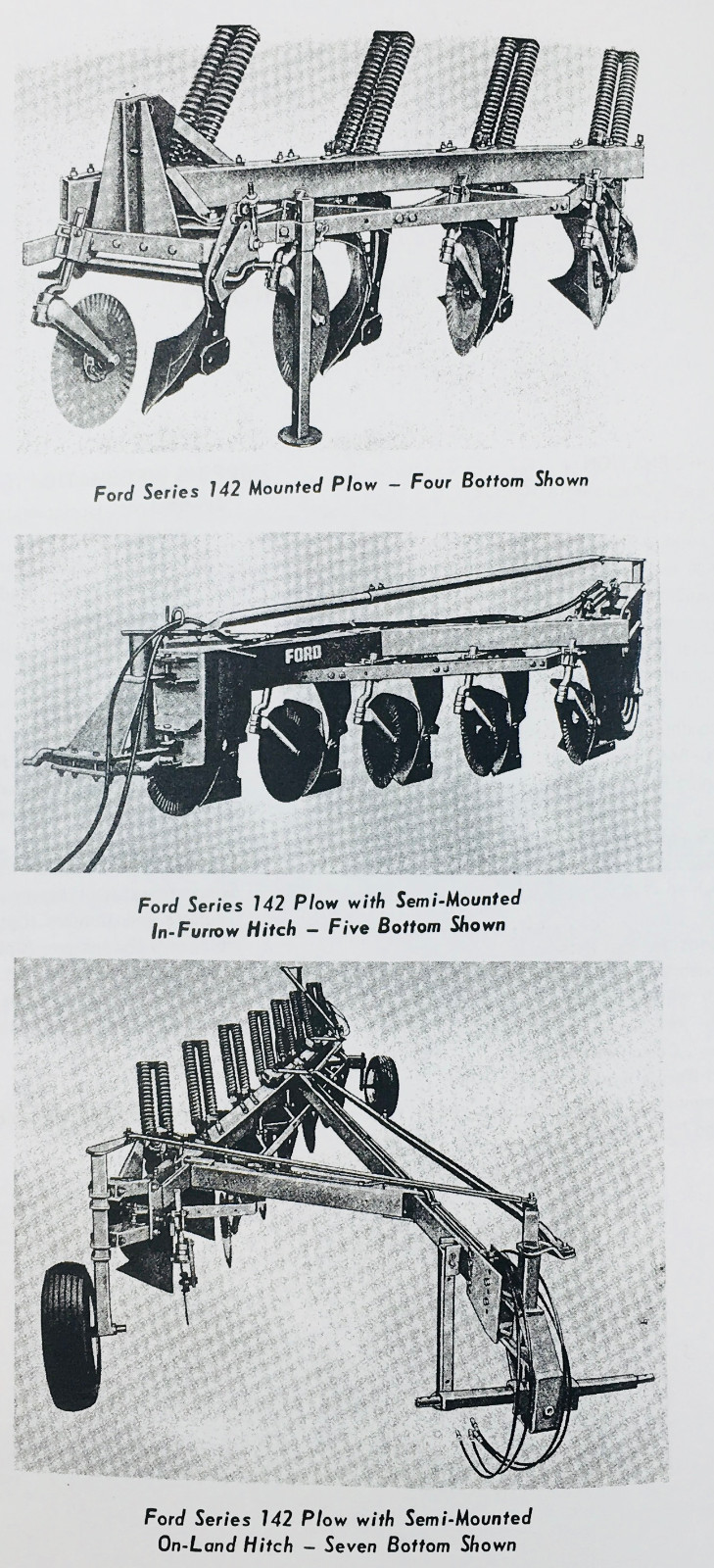 Ford Series 142 Plow Operators Owners Manual