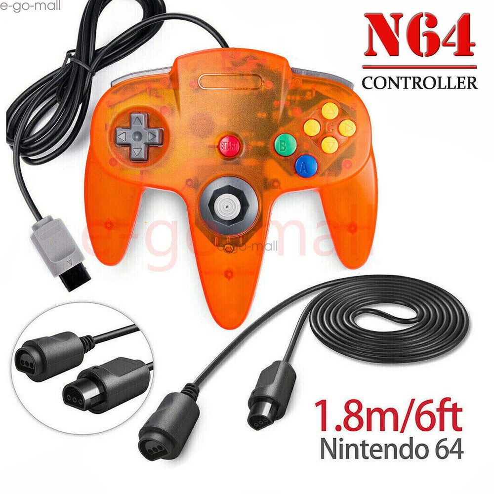 Wired N64 Controller Joystick Replacement For Nintendo 64 Console Clear Orange