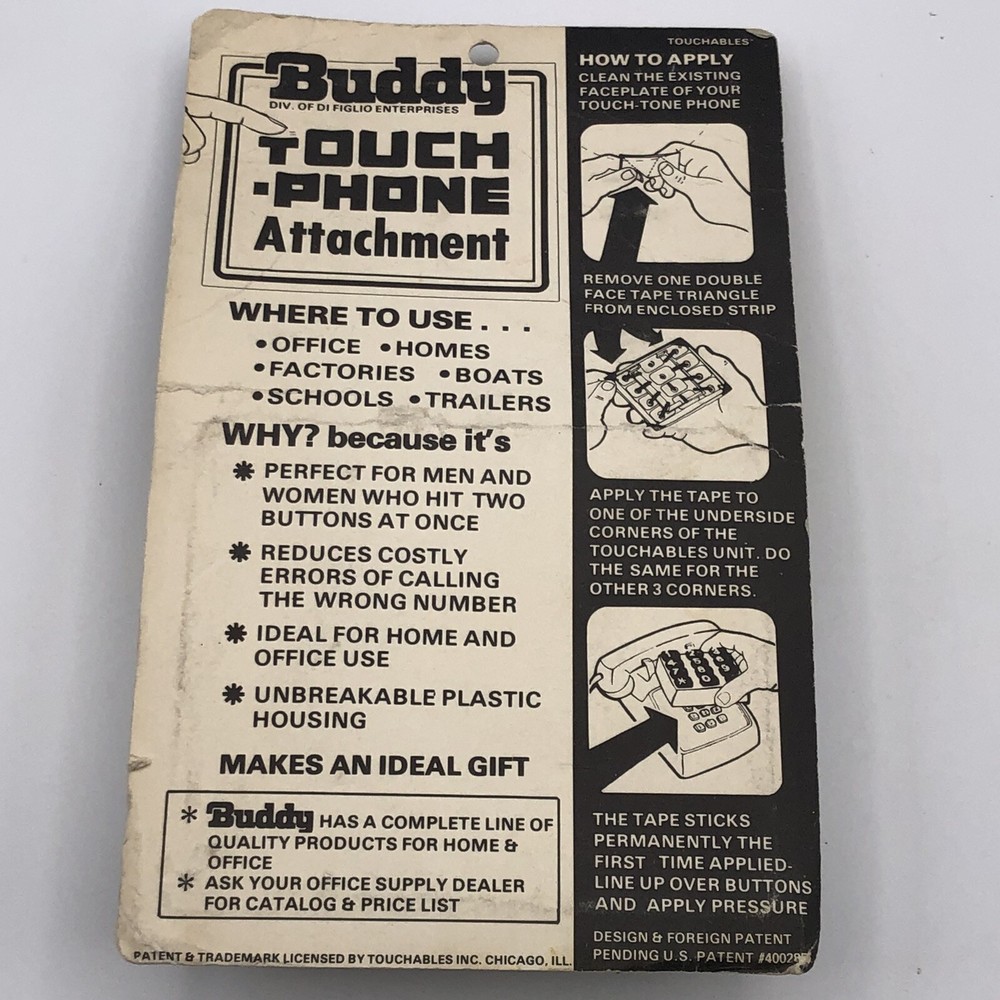 Buddy Touch Tone Phone Attachment Large Number Button panel NOS NIB