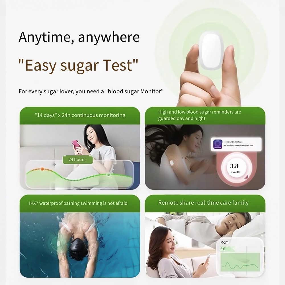 Glucose Monitoring Blood Glucose Meter Without Finger Pricking Real-time