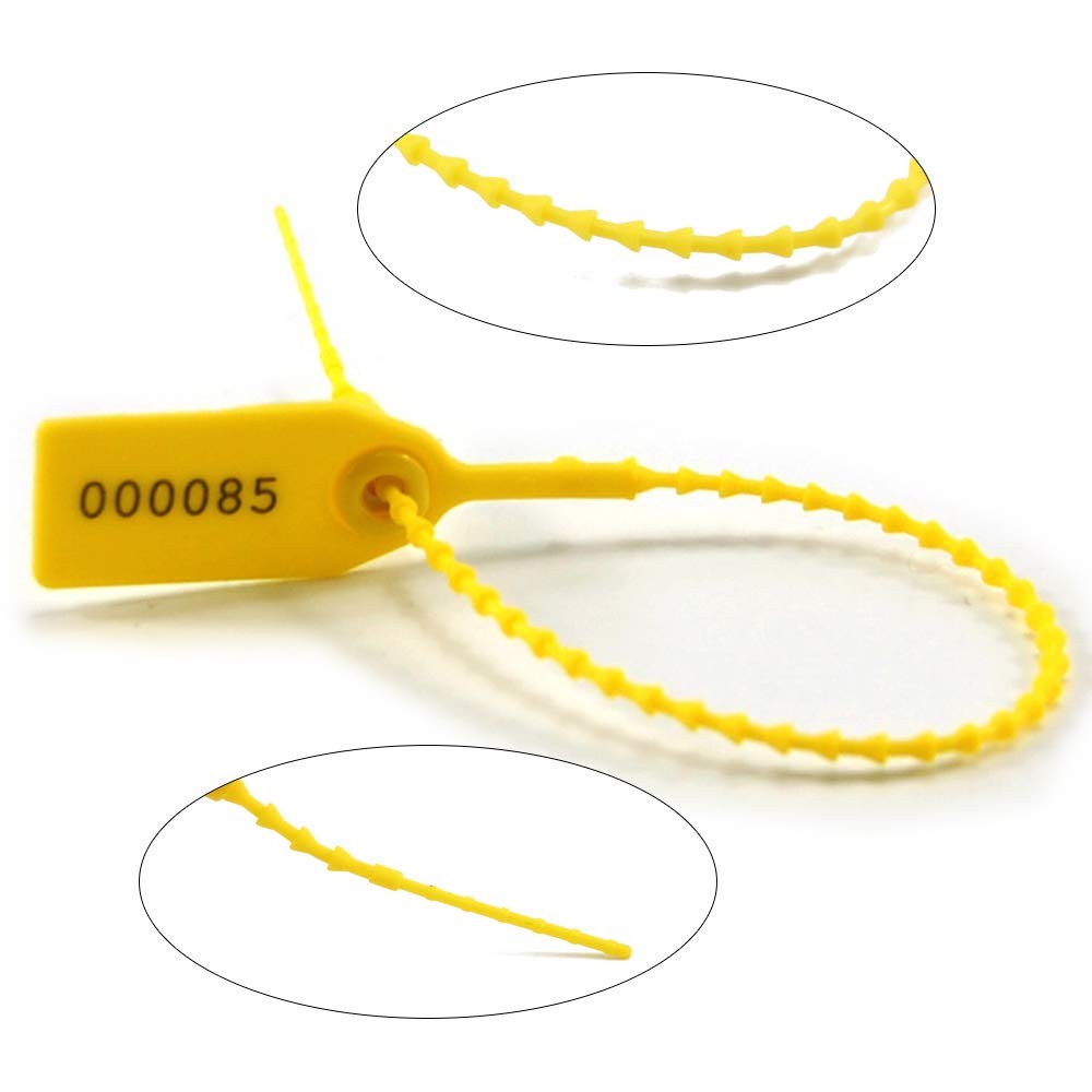 (R) Yellow Numbered Security Zip Ties Plastic Tamper Evident Seal Tags Pull T...