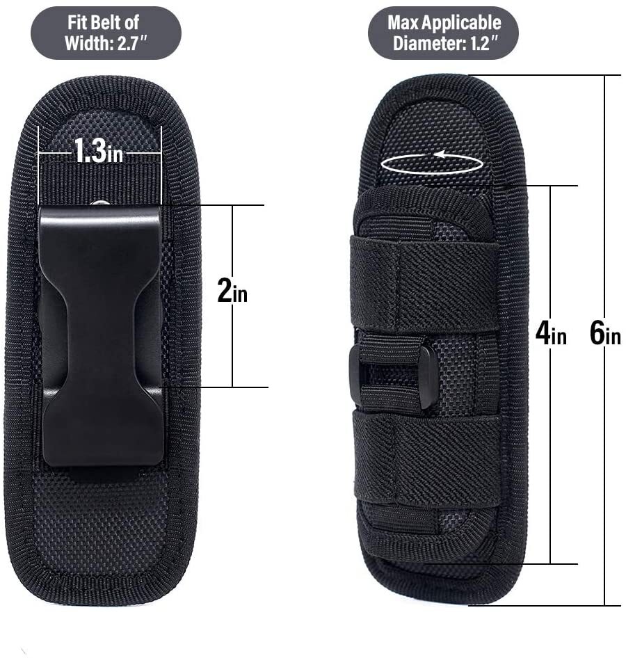 2Pack 360 Degrees Rotatable Flashlight Pouch Flashlight Set Holster Torch Bag US