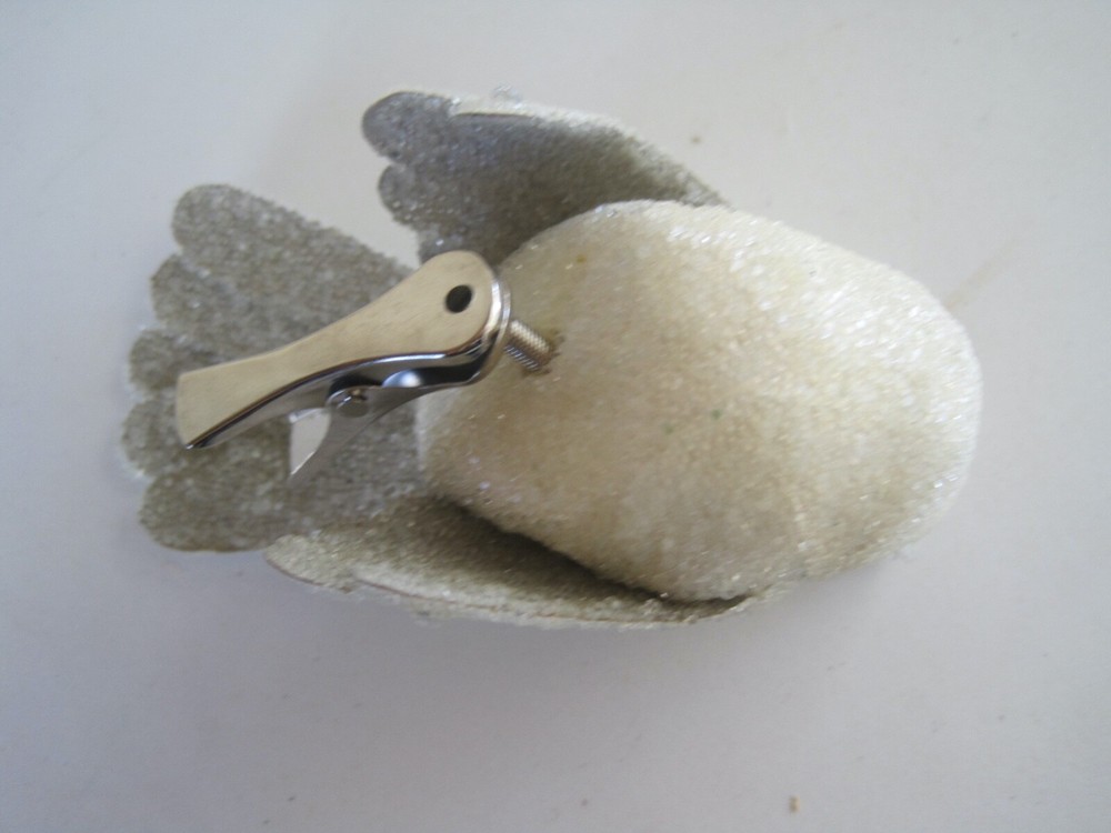 White Bird Chip Ornament Vintage Christmas
