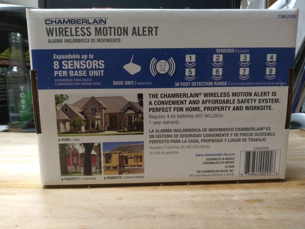 NEW Chamberlain CWA2000 Outdoor Wireless Motion Alert Sensor