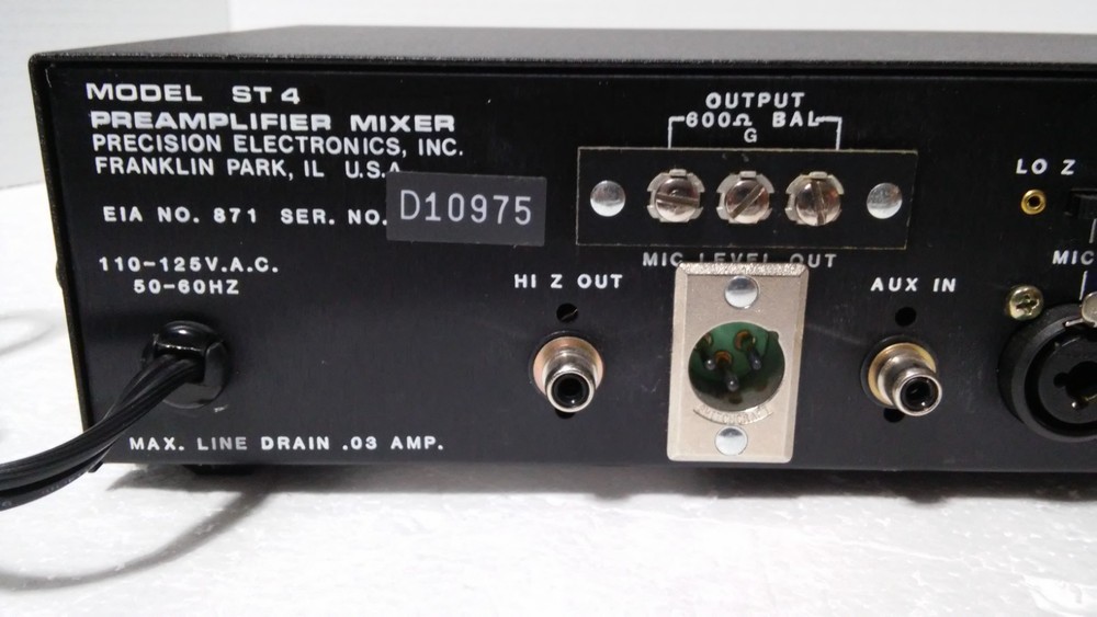 Precision Electronics Inc Preamplifier Mixer Model ST 4 Unit.