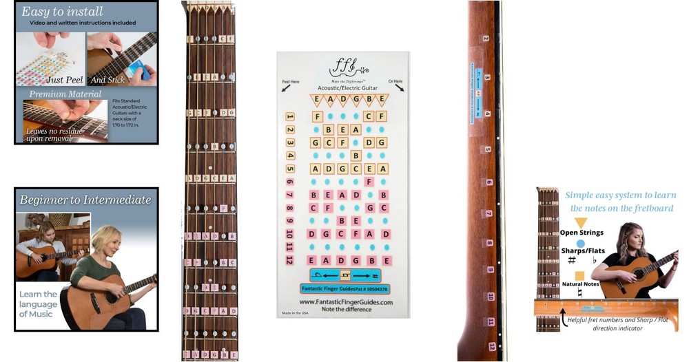 Self-Adhesive Guitar Learning Stickers - Essential for Beginners & Intermediates