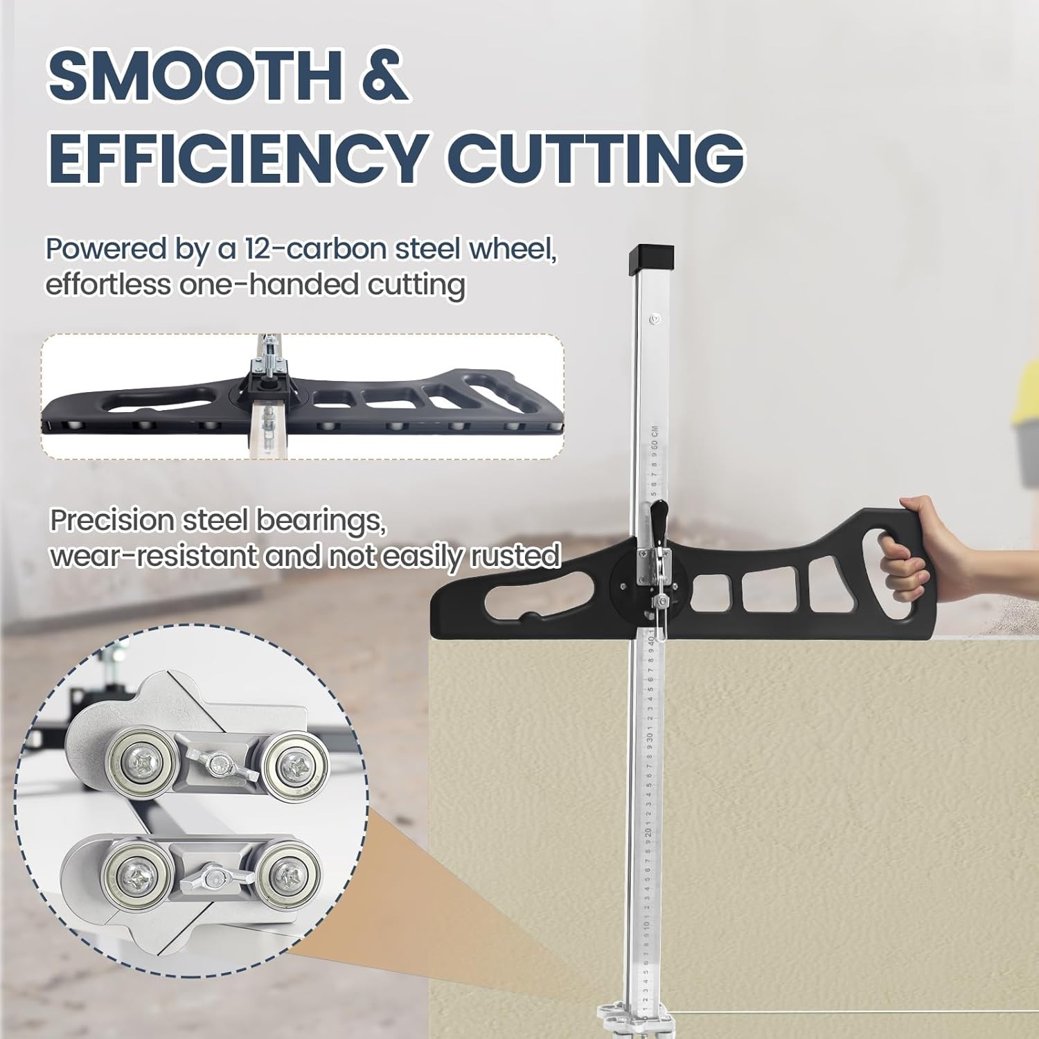 Foldable Drywall Cutting Tool, Hand Push Gypsum Drywall Cutter, 1.5 to 61cm B