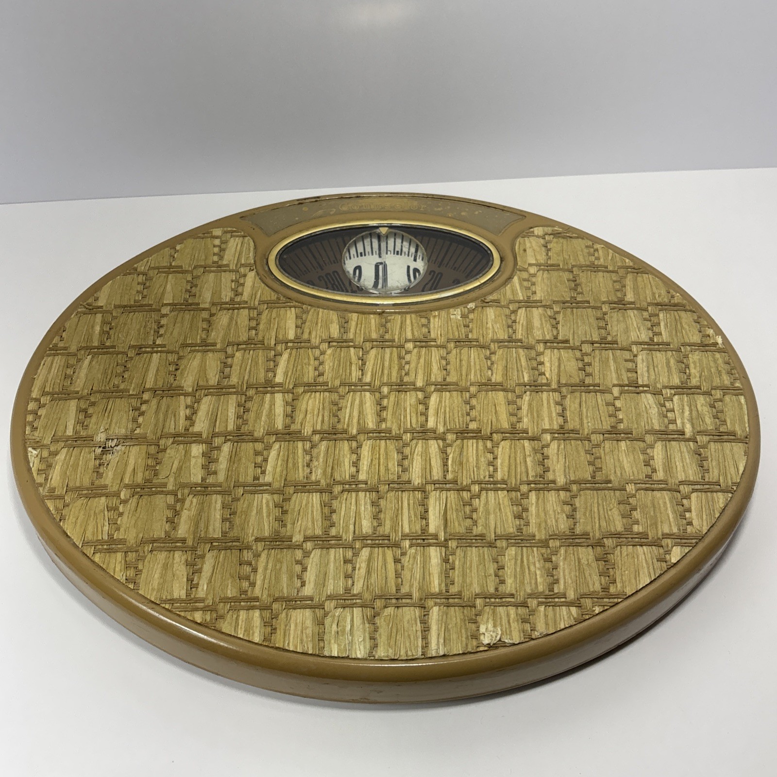 VTG Counselor Oval Bubble Viewer Bathroom Scale Mid Century Modern Rattan - USA