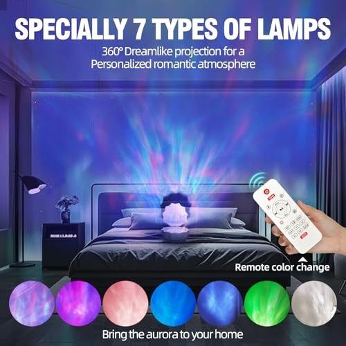 Ocean Wave Projector Light, Shell Night Light Built-in Bluetooth Speaker, Pink