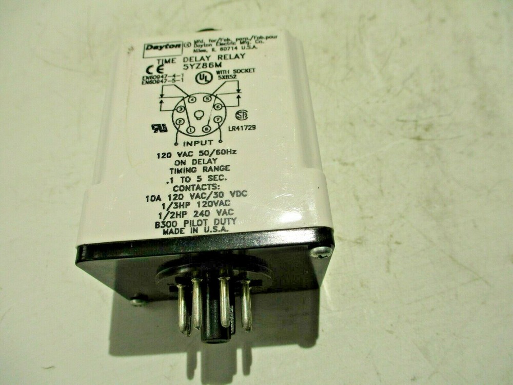 NEW DAYTON 5YZ86M TIMER TIME DELAY RELAY .1SEC-5 SEC