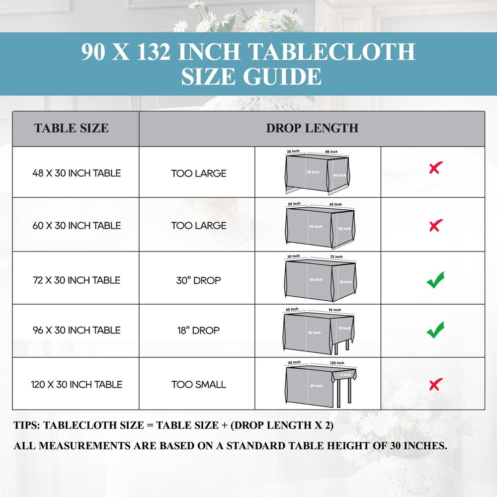 1 Pack Tablecloth 90 * 132inch Rectangle Table Cloth Polyester, Stain Wrinkle...