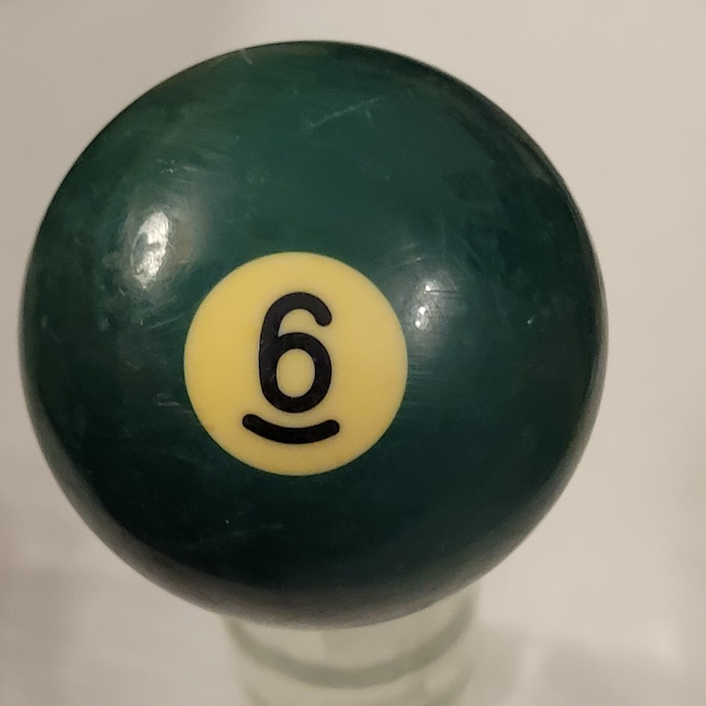 Vintage Number 6 Solid Green Replacement Pool Ball Lightly Yellowed Dot