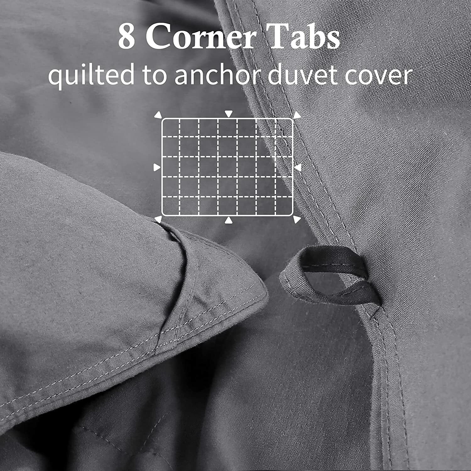 Grey Comforter Duvet Insert - All Season Down Comforter with Corner Tabs