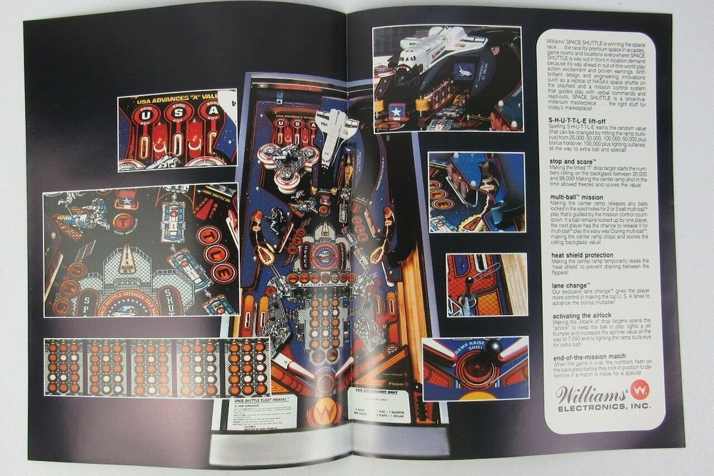 Williams Space Shuttle Pinball Machine Advertising Flyer