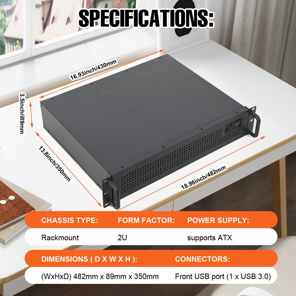 2U Server Chassis Rackmount Case Supports Mini ITX and Micro ATX Mainboards