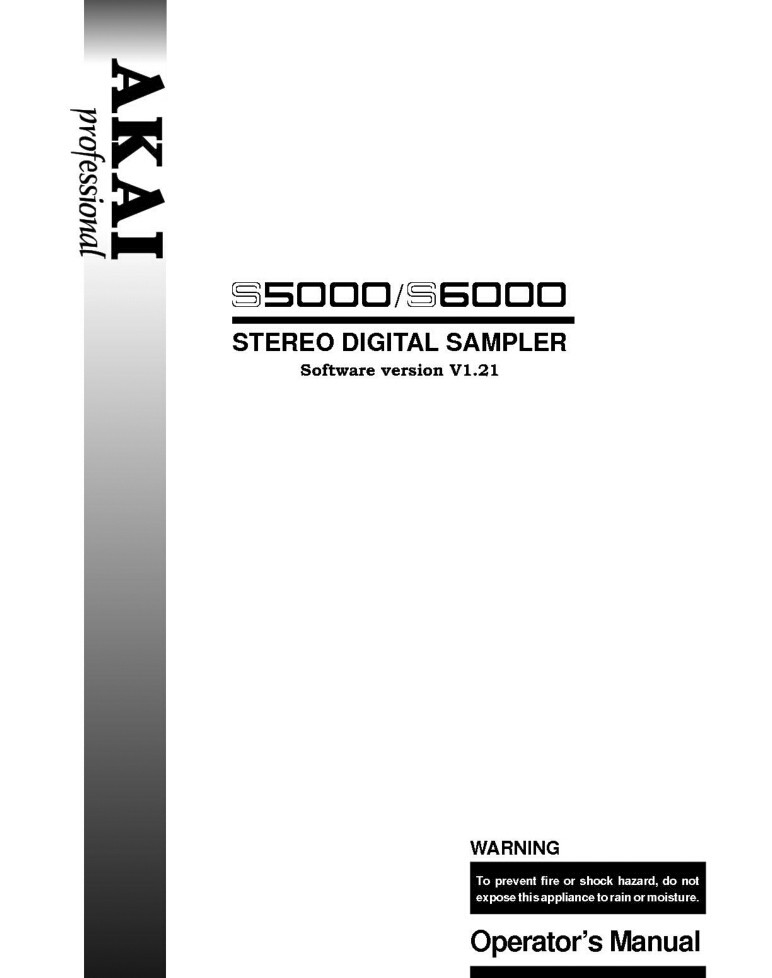Akai S5000 S6000 Digital Sampler Owners Instruction Manual