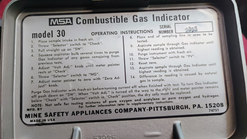 MSA Combustible Gas Indicator Model 30 Great Condition
