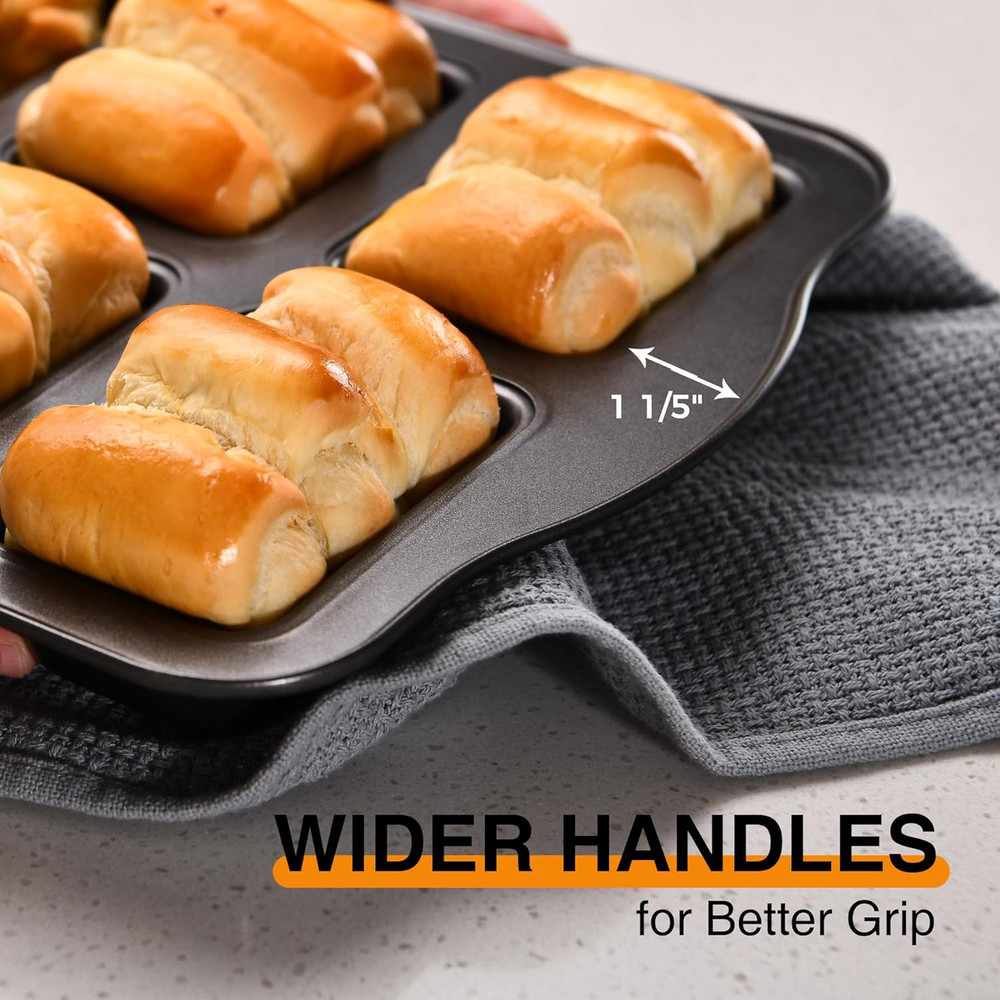 2 Pack Mini Loaf Baking Pans 8-Cavity, Nonstick Small Cornbread Pan, Tiny Banana