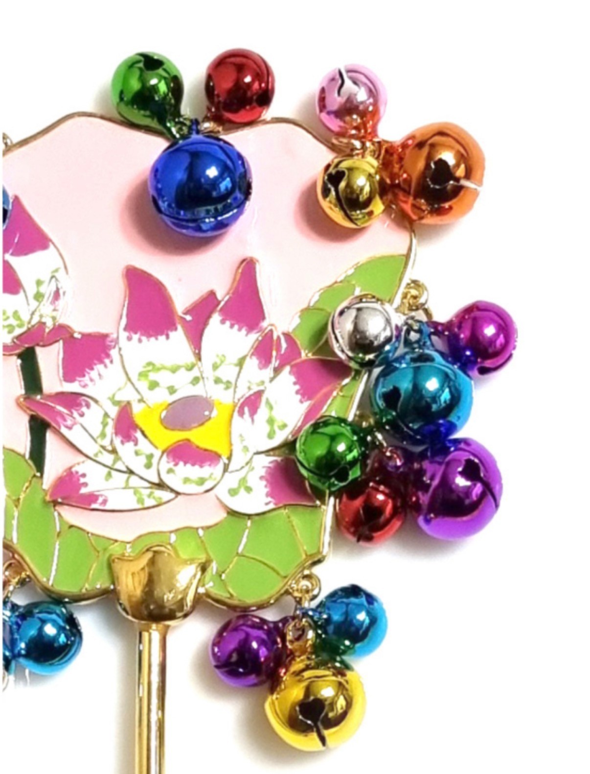 Korean Shaman [Mudang] Dongja Flower Drops Rattle Bell Occult Pink