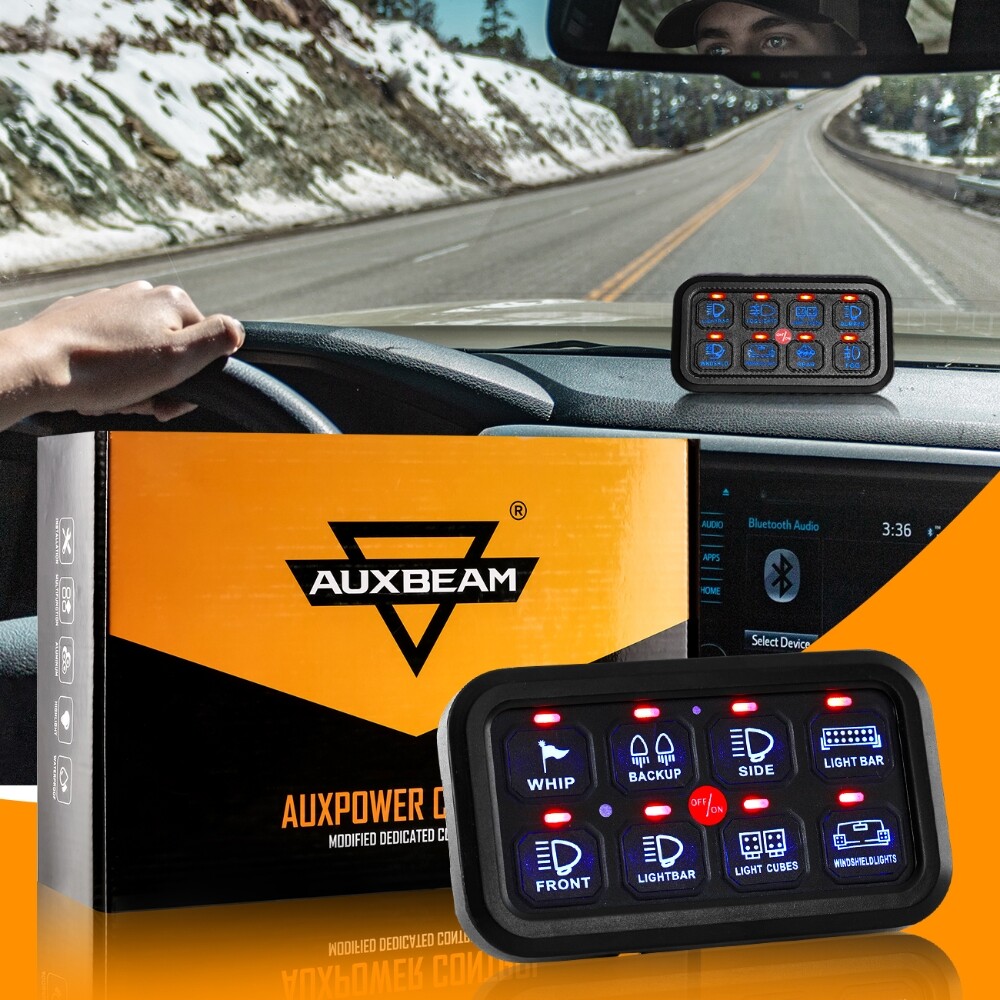 Auxbeam 8 Gang Switch Panel Universal Circuit Control Relay System Box Blue