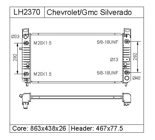 2370 34'' Radiator for For Chevy Silverado 1500 2500 Suburban Tahoe 4.8 5.3 6.0L