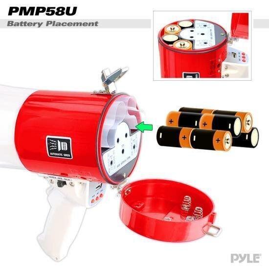 Pyle Pro Professional Piezo Dynamic 50 Watts Megaphone With USB PMP58U