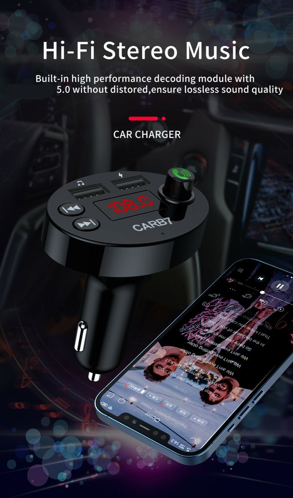 In Car Bluetooth FM Transmitter Radio MP3 Wireless Adapter Car USB Phone Charger