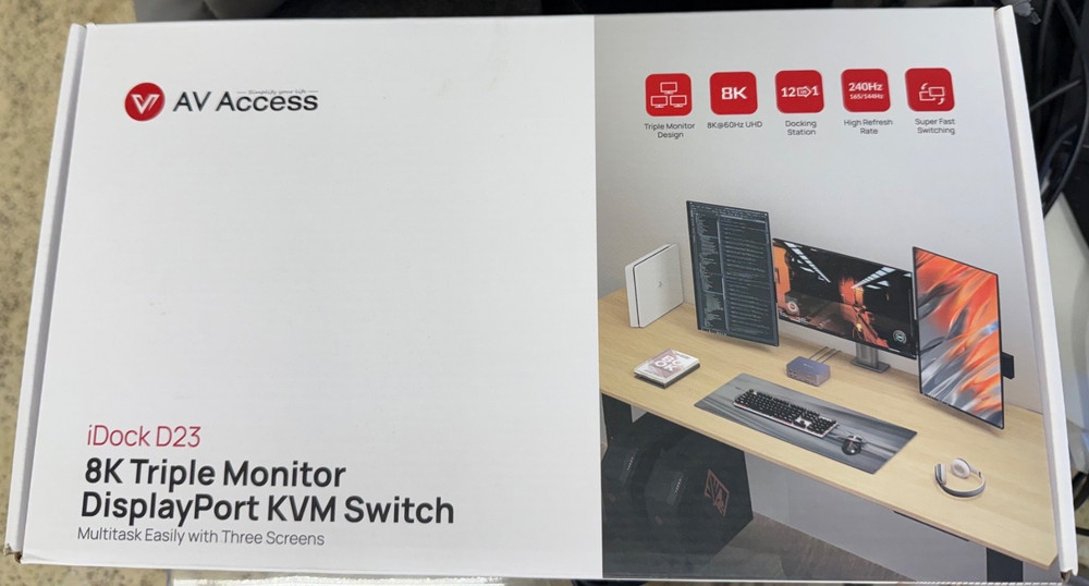 AV Access KVM Switch 3 Monitors 2 Computers 8K@60Hz iDock D23