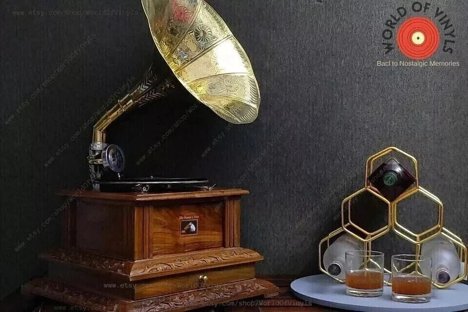 Nautical HMV Fully Functional Gramophone Vinyl Player Working Replica Gift