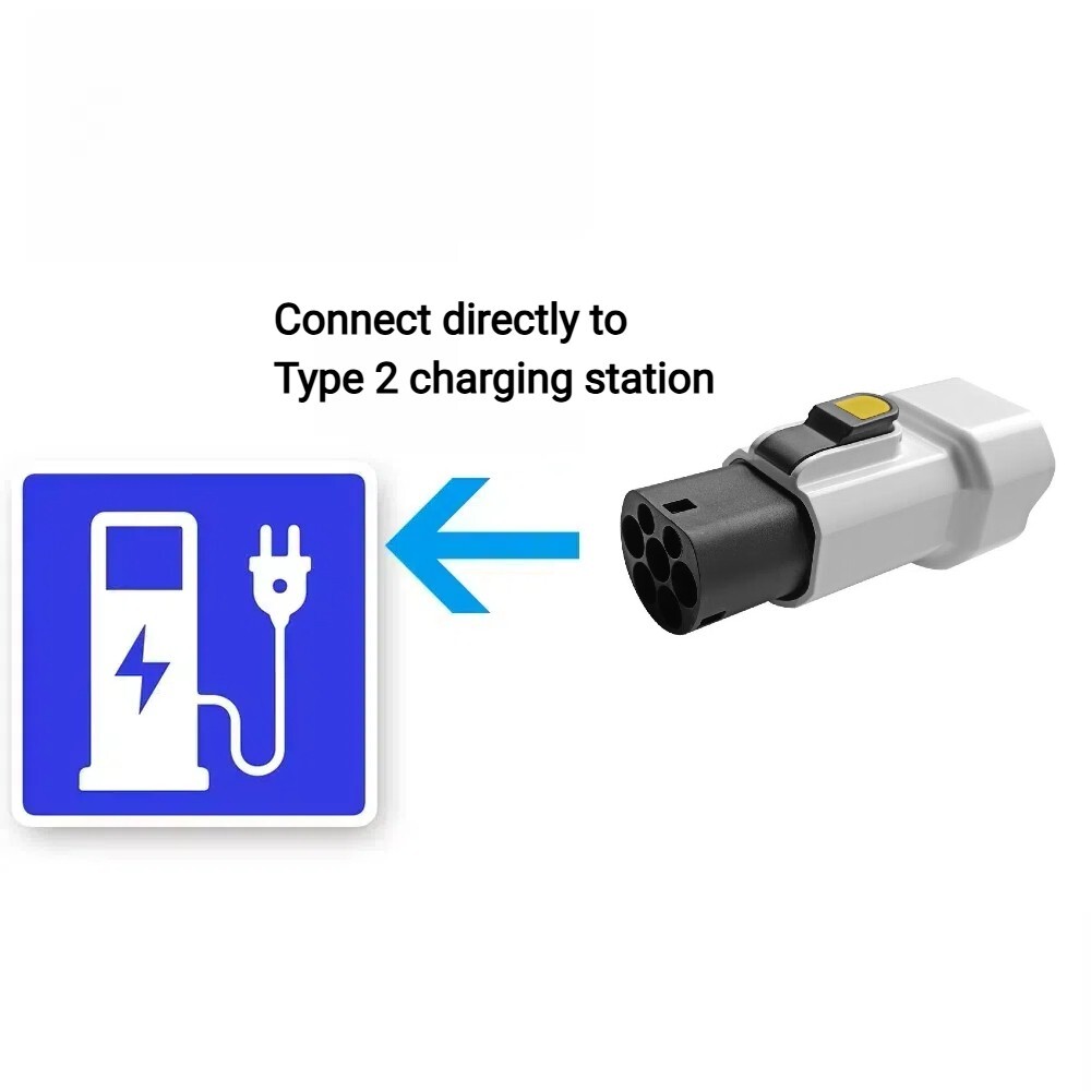 Type 2 Male Plug to Schuko Socket EV Charging Adapter, EV Connector 16A, 220V
