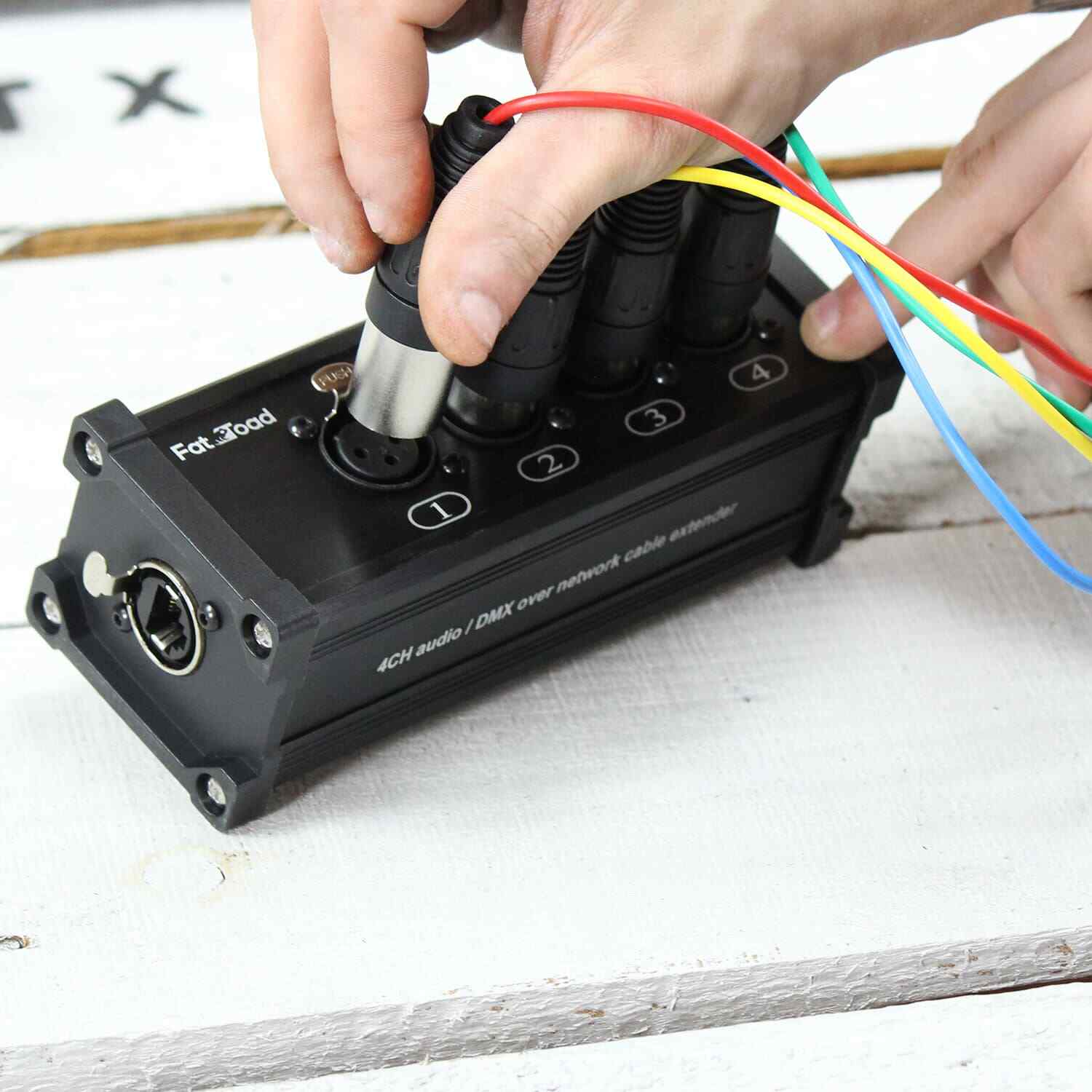 4 Channel DMX Hub XLR Cable Extender 2 Pack Set | RJ45 Ethercon Wire Live Stage