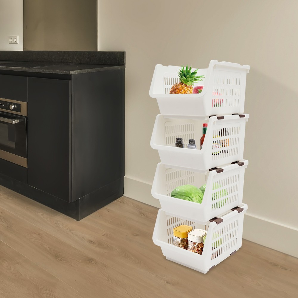 4PCS Stacking Storage Baskets, Stackable Organizer Baskets, Storage Bins