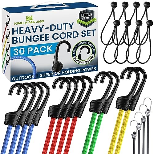 (30 Pack) Durable, Long Lasting - Assorted Bungee Cords with Hooks Heavy Duty